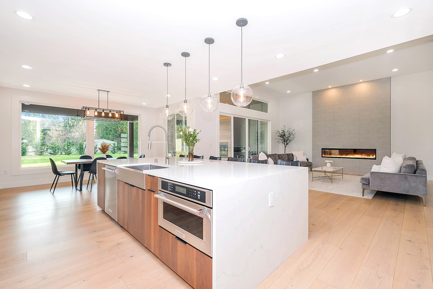 Naremburn kitchen counter in white and warm brown timber.